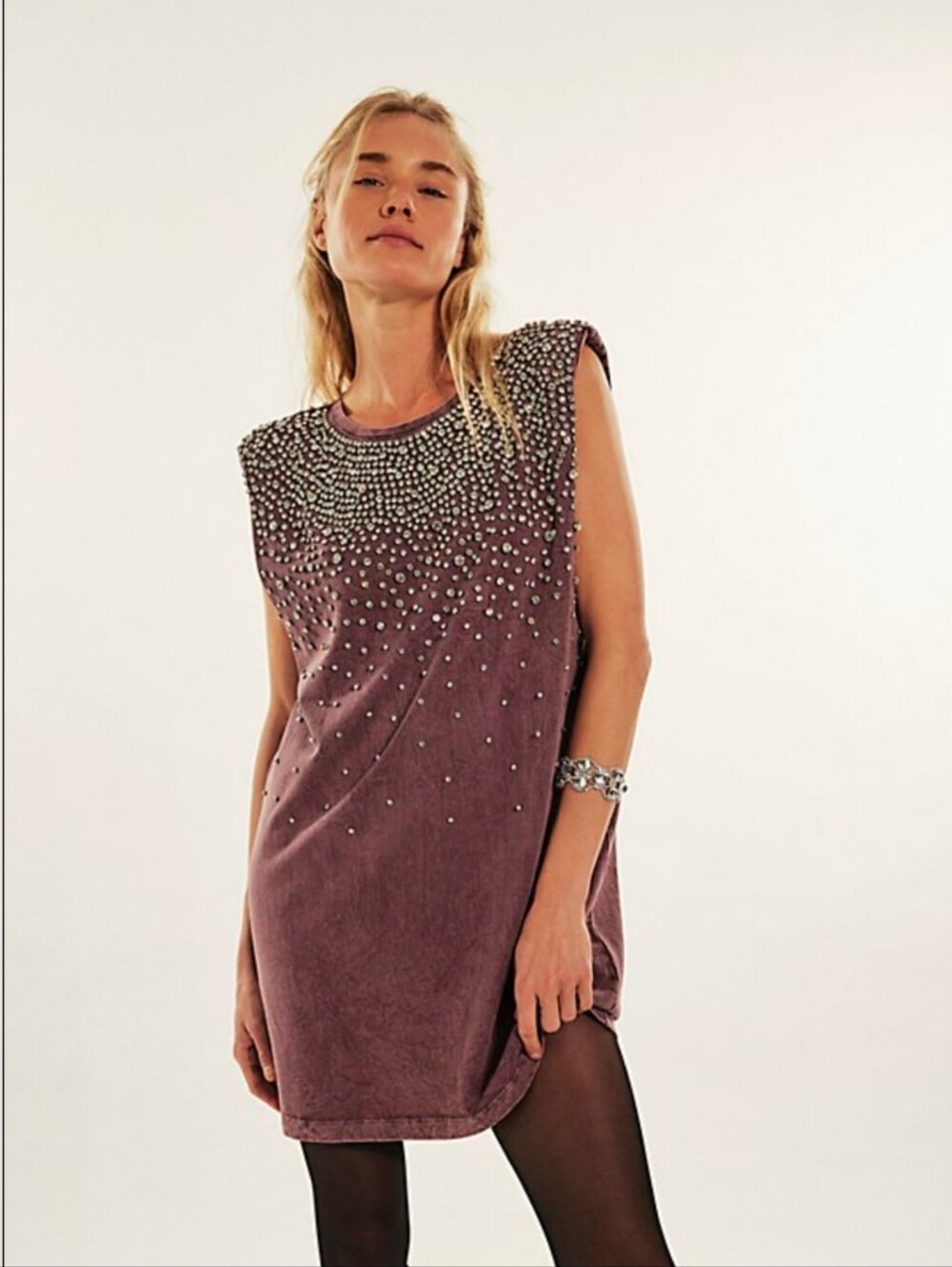 Free People Shooting Star Mini Dress Red With‎ Ombre Rhinestone Women's Large